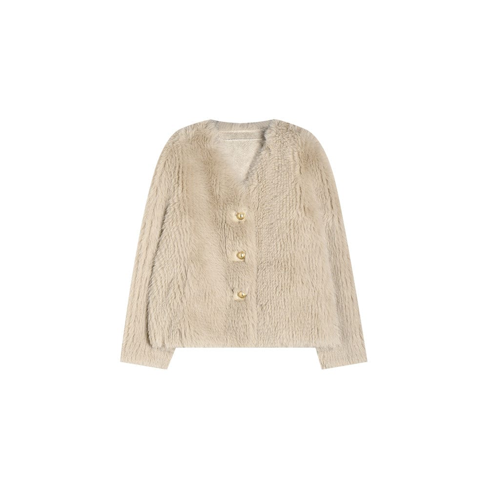 Faux Fur Buttoned Jacket - Sofia Romano