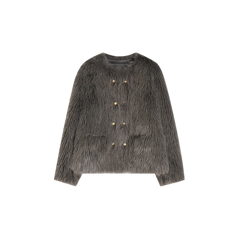 Faux Fur Buttoned Jacket - Sofia Romano