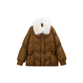 Faux Fur Collar Oversized Puffer Jacket - Sofia Romano