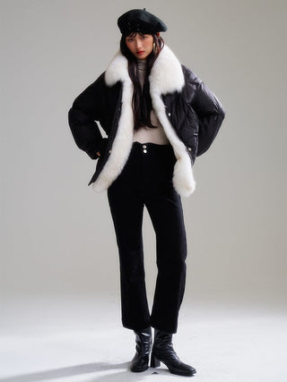 Faux Fur Collar Oversized Puffer Jacket - Sofia Romano