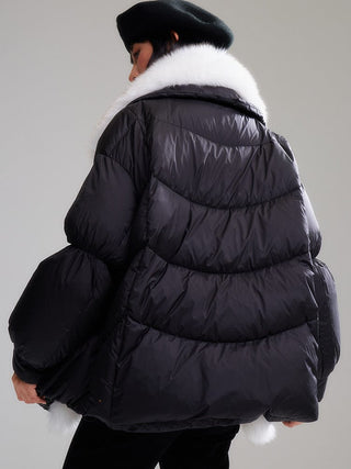 Faux Fur Collar Oversized Puffer Jacket - Sofia Romano