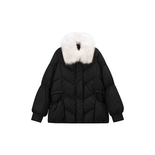 Faux Fur Collar Oversized Puffer Jacket - Sofia Romano