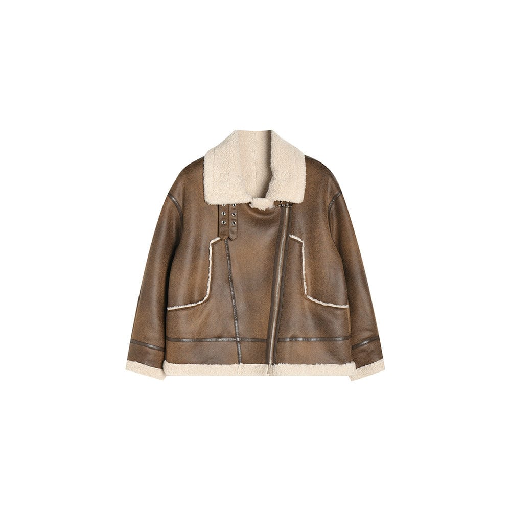 Faux Shearling Aviator Jacket - Sofia Romano