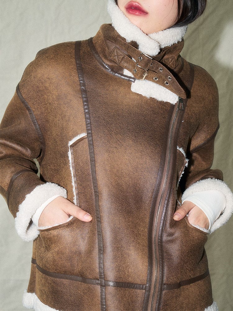 Faux Shearling Aviator Jacket - Sofia Romano