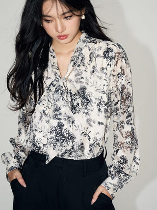 Floral Print Long Sleeve Shirt - Sofia Romano