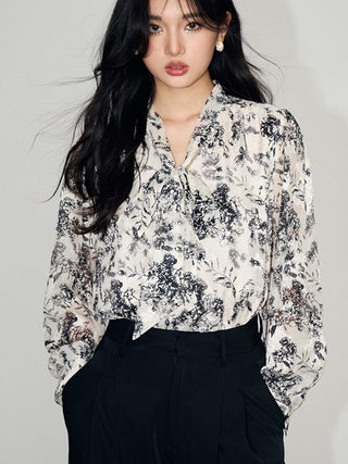 Floral Print Long Sleeve Shirt - Sofia Romano