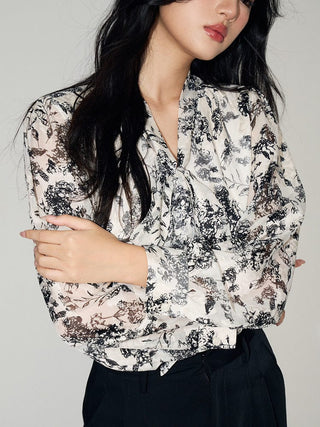 Floral Print Long Sleeve Shirt - Sofia Romano