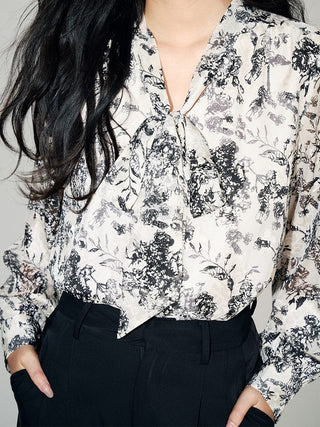 Floral Print Long Sleeve Shirt - Sofia Romano