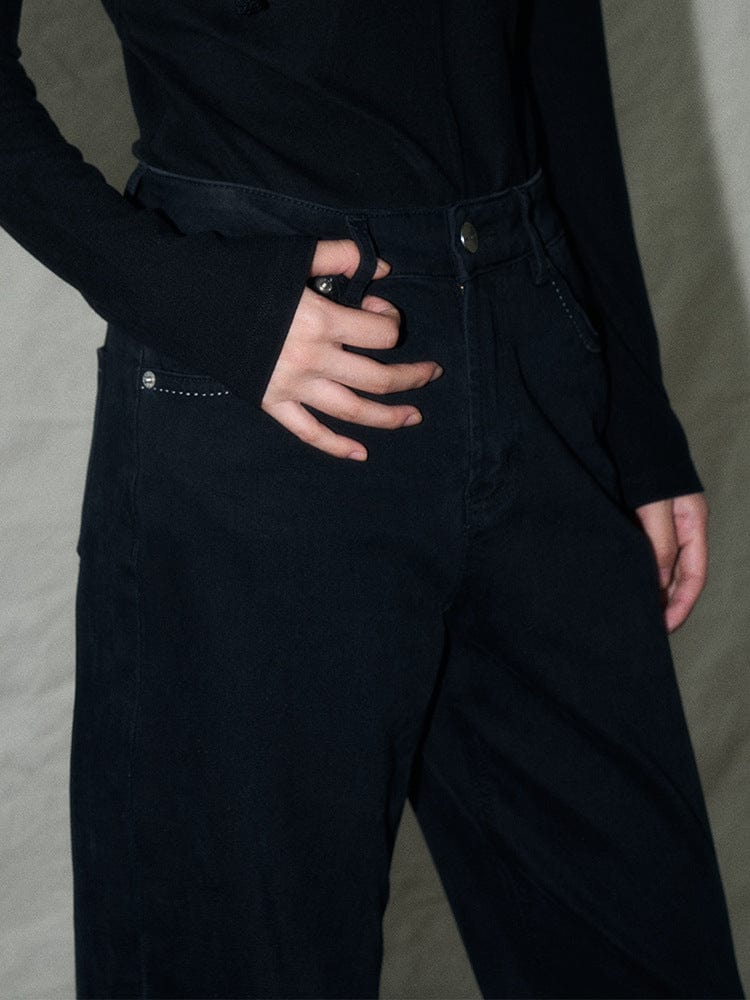 High - Waist Black Straight Jeans - Sofia Romano