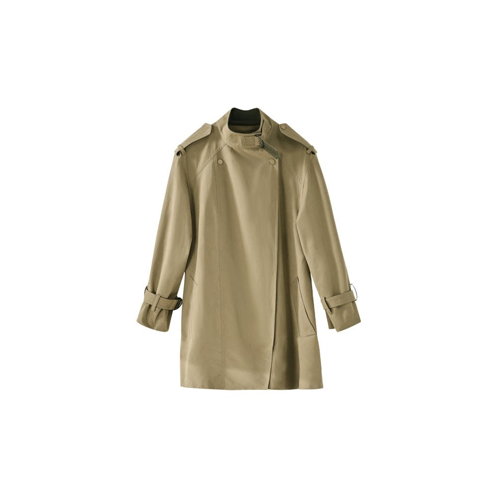 Khaki Trench Coat with Adjustable Belt - Sofia Romano