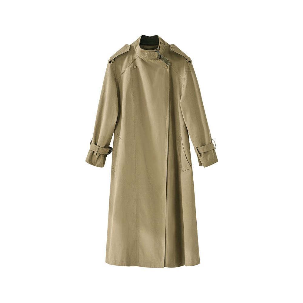 Khaki Trench Coat with Adjustable Belt - Sofia Romano