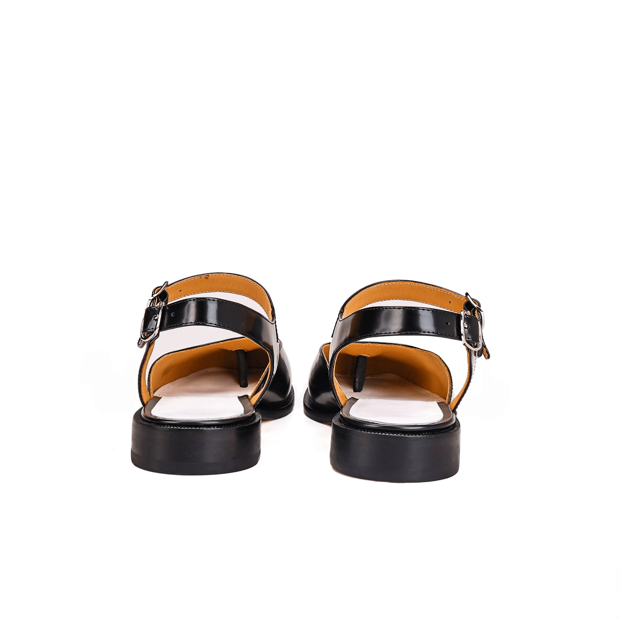 Leather Black Summer Tabi Sandals - Sofia Romano