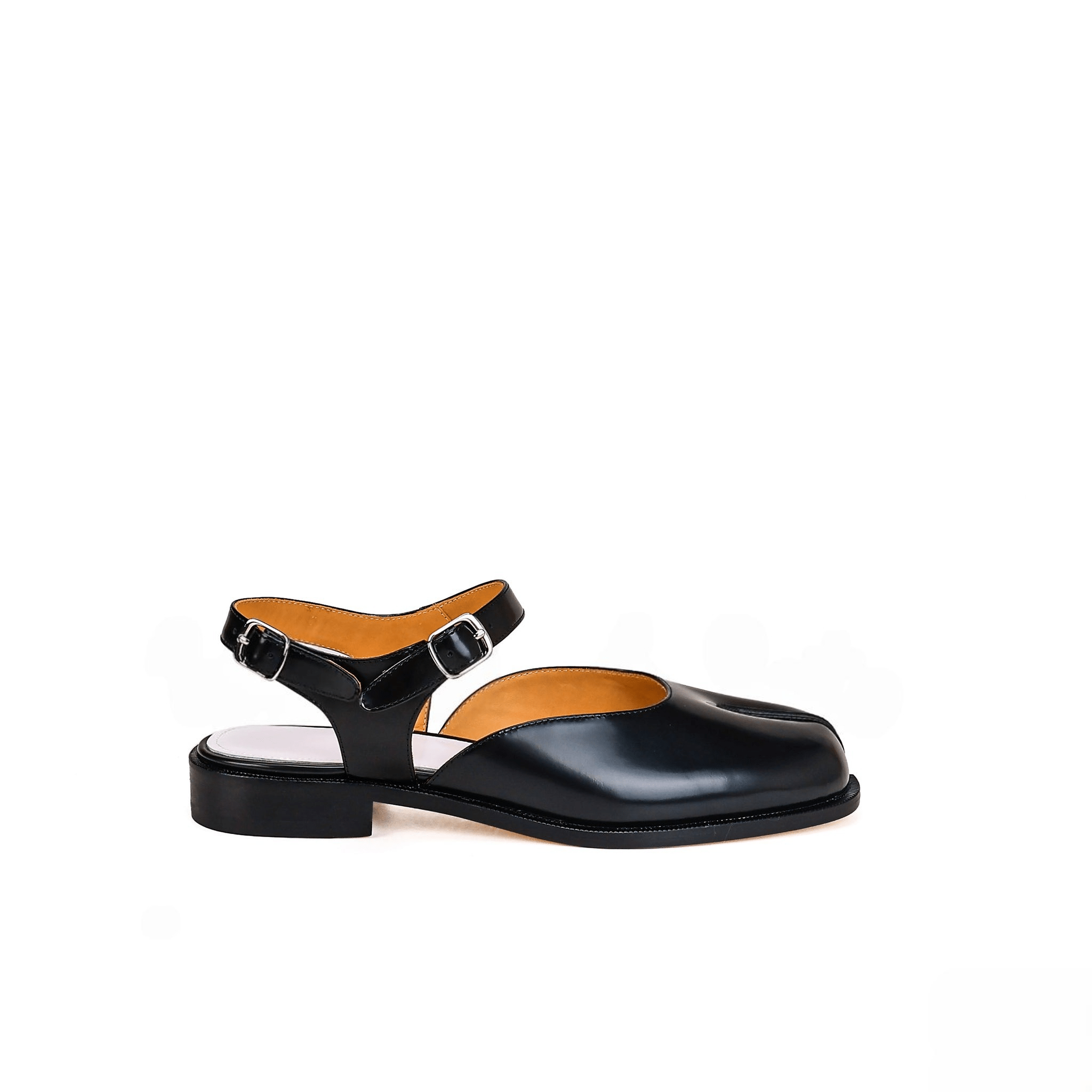 Leather Black Summer Tabi Sandals - Sofia Romano