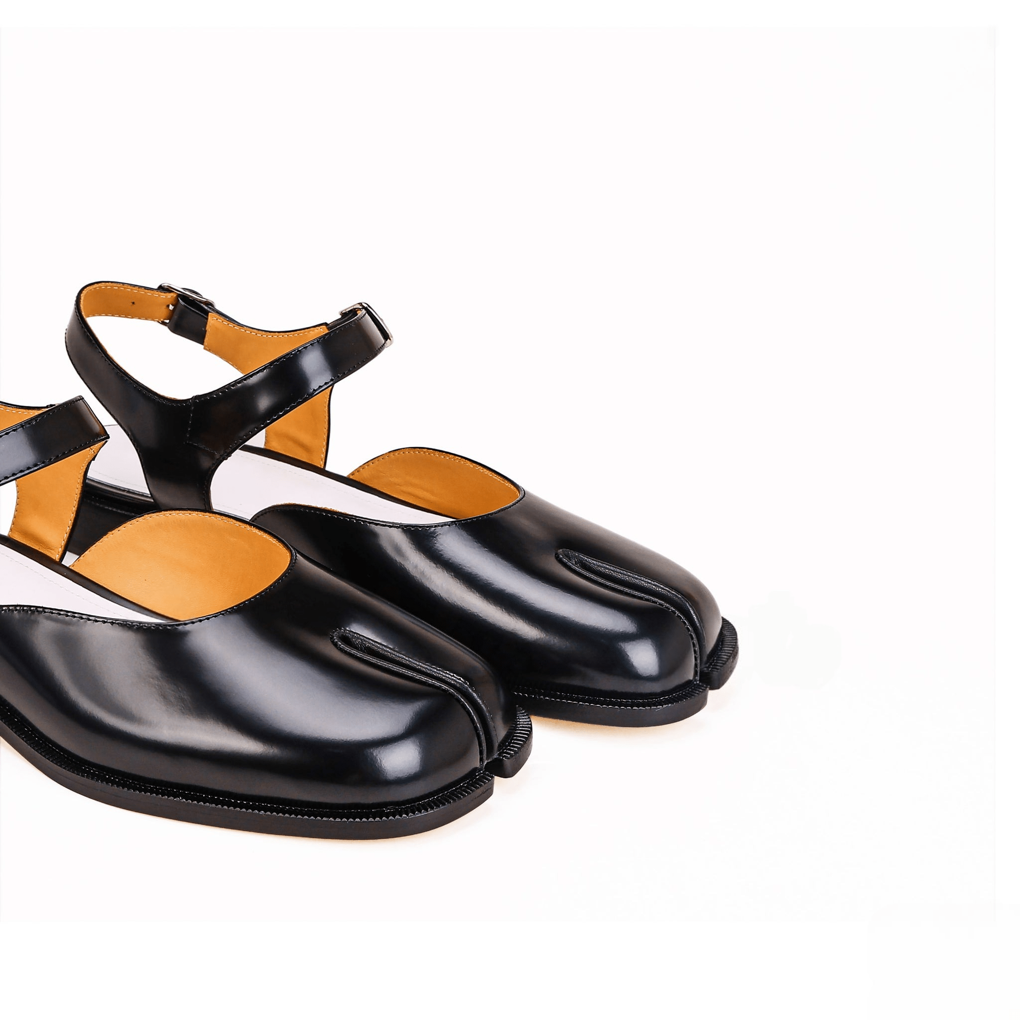 Leather Black Summer Tabi Sandals - Sofia Romano