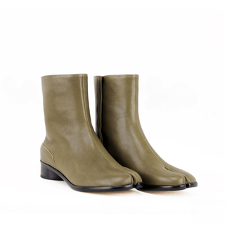 Leather Tabi Split - Toe Olive Boots - Sofia Romano