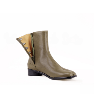 Leather Tabi Split - Toe Olive Boots - Sofia Romano