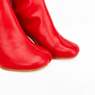 Leather Tabi Split - Toe Red Boots - Sofia Romano