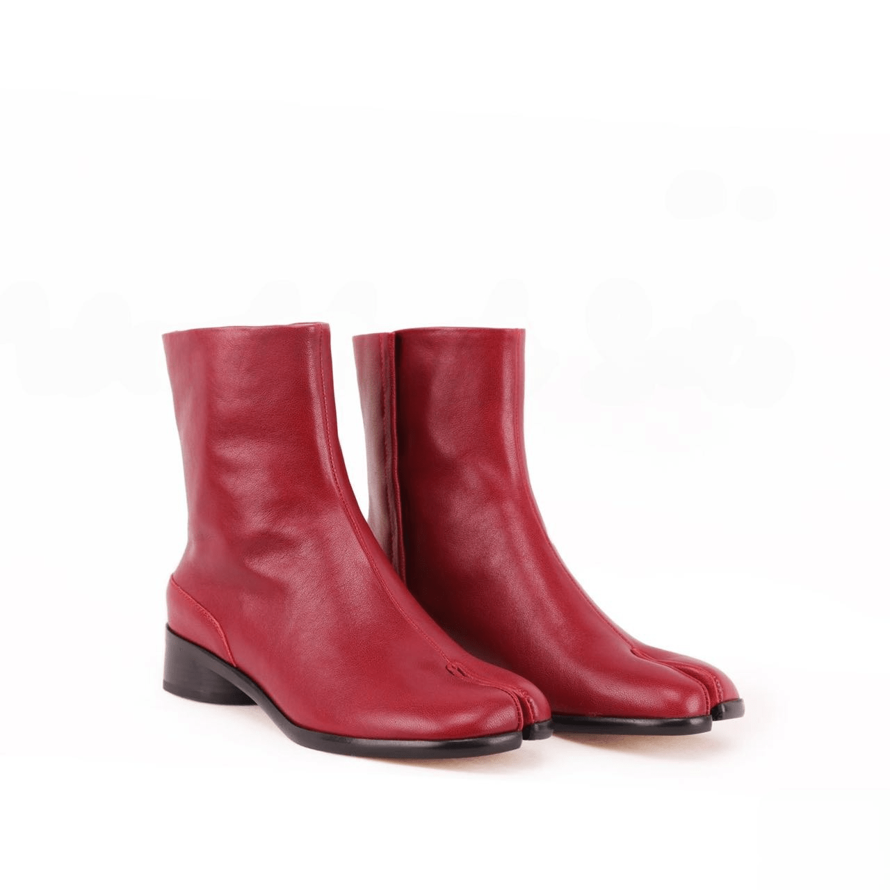 Leather Tabi Split - Toe Red Boots - Sofia Romano