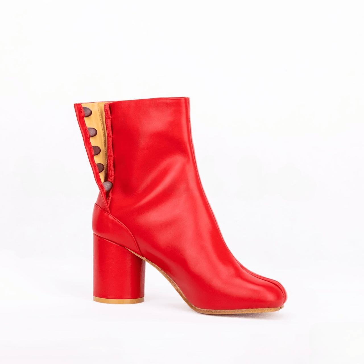 Leather Tabi Split - Toe Red Boots - Sofia Romano