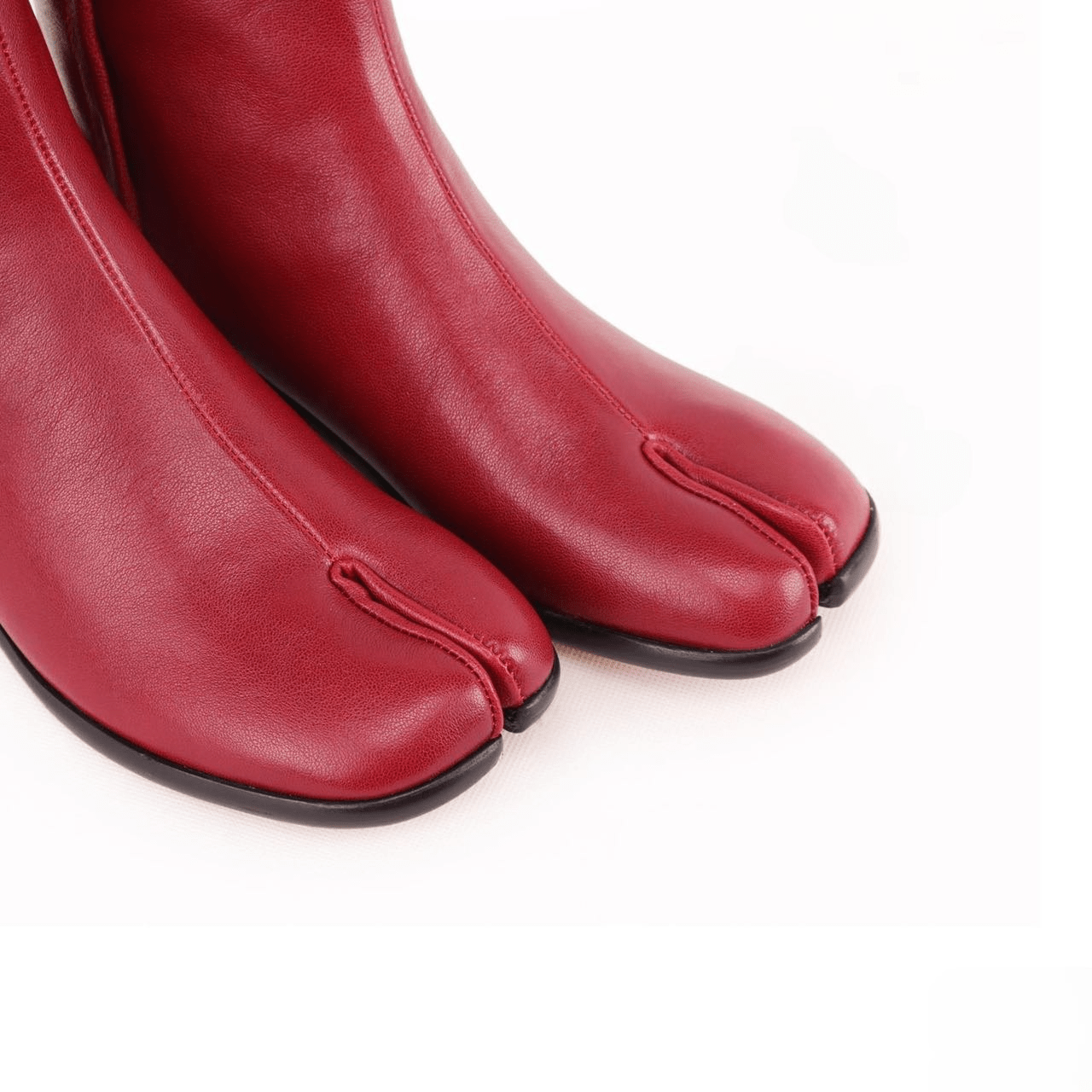 Leather Tabi Split - Toe Red Boots - Sofia Romano