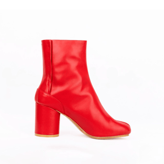 Leather Tabi Split - Toe Red Boots - Sofia Romano