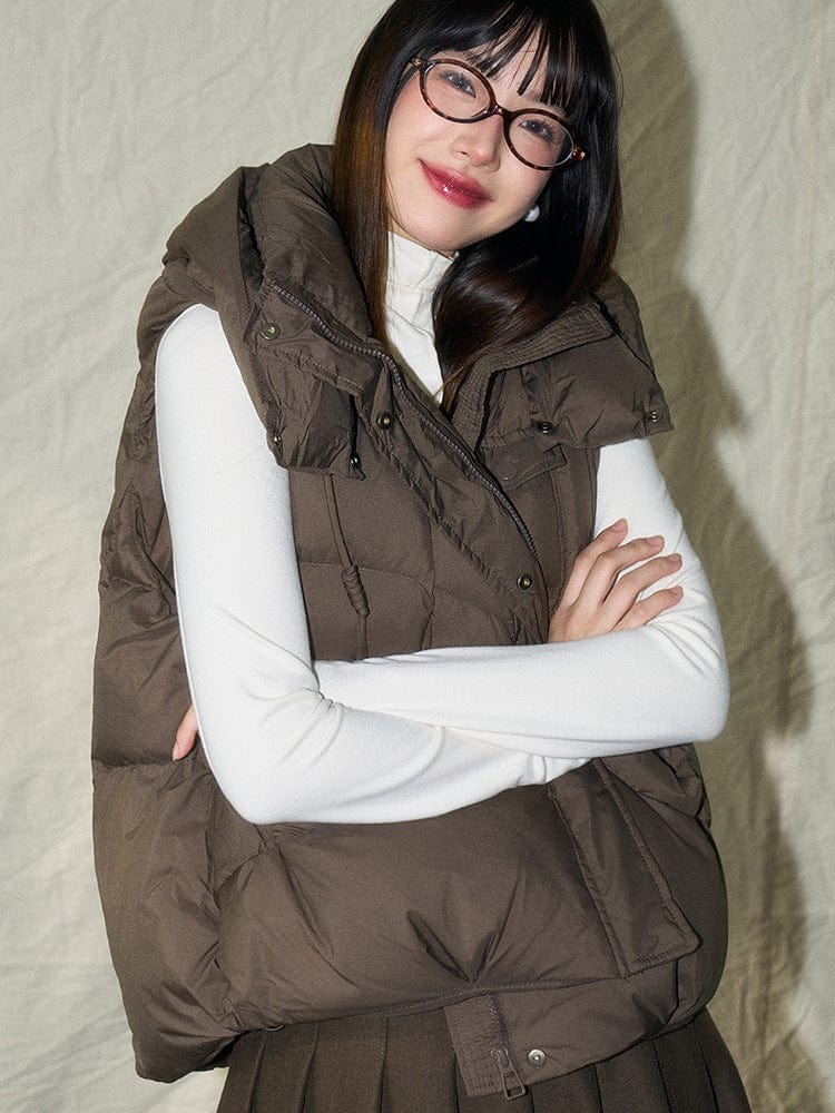 Padded Sleeveless Hooded Vest - Sofia Romano