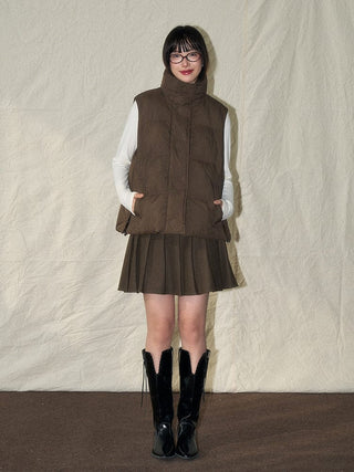 Padded Stand Collar Vest - Sofia Romano