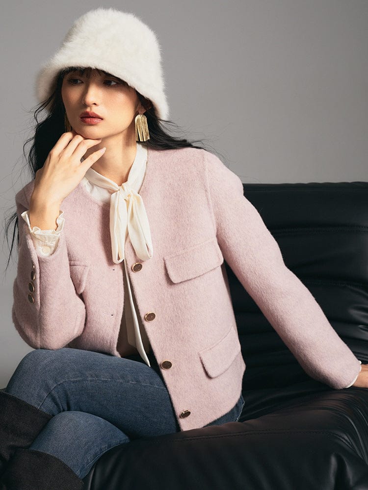 Pink Wool - Blend Jacket - Sofia Romano