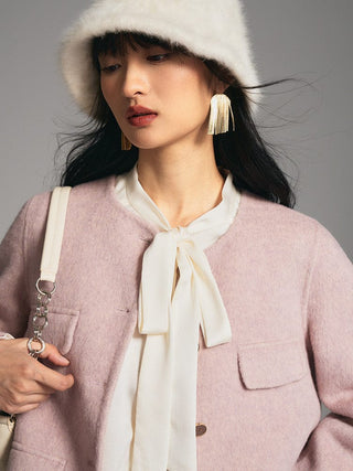 Pink Wool - Blend Jacket - Sofia Romano