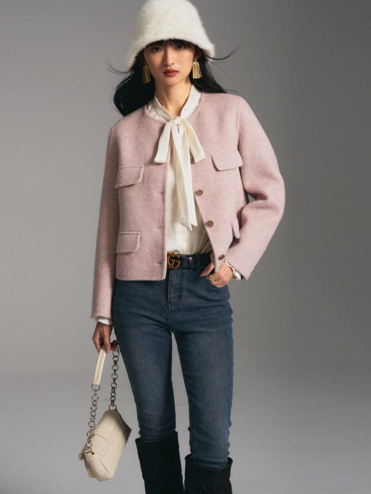 Pink Wool - Blend Jacket - Sofia Romano