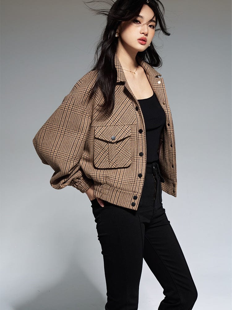 Plaid Wool Blend Jacket - Sofia Romano