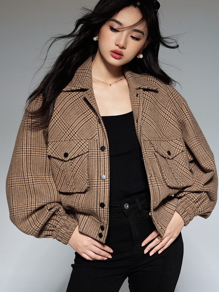 Plaid Wool Blend Jacket - Sofia Romano