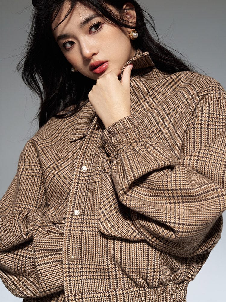 Plaid Wool Blend Jacket - Sofia Romano