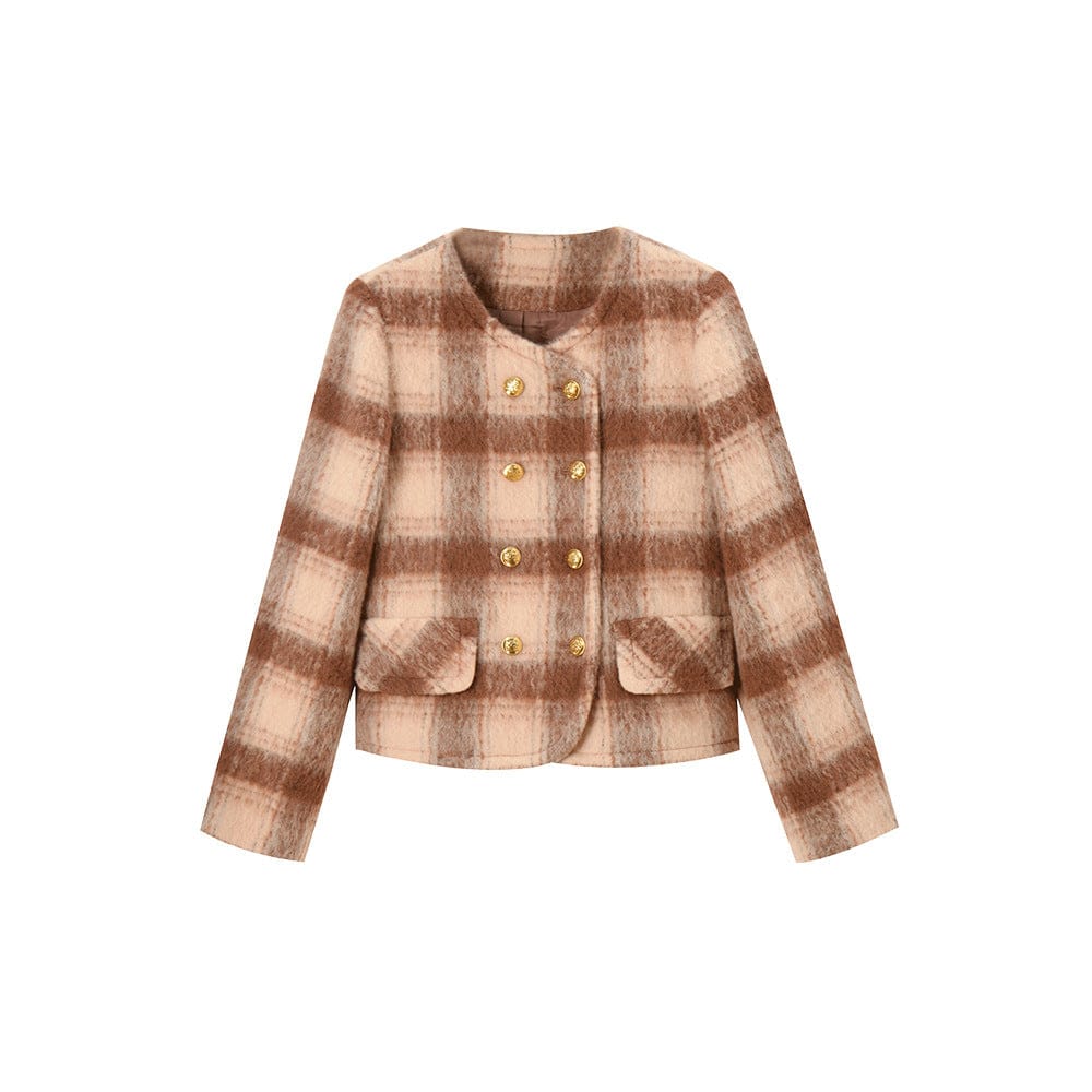 Plaid Wool - Blend Short Jacket - Sofia Romano