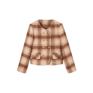 Plaid Wool - Blend Short Jacket - Sofia Romano