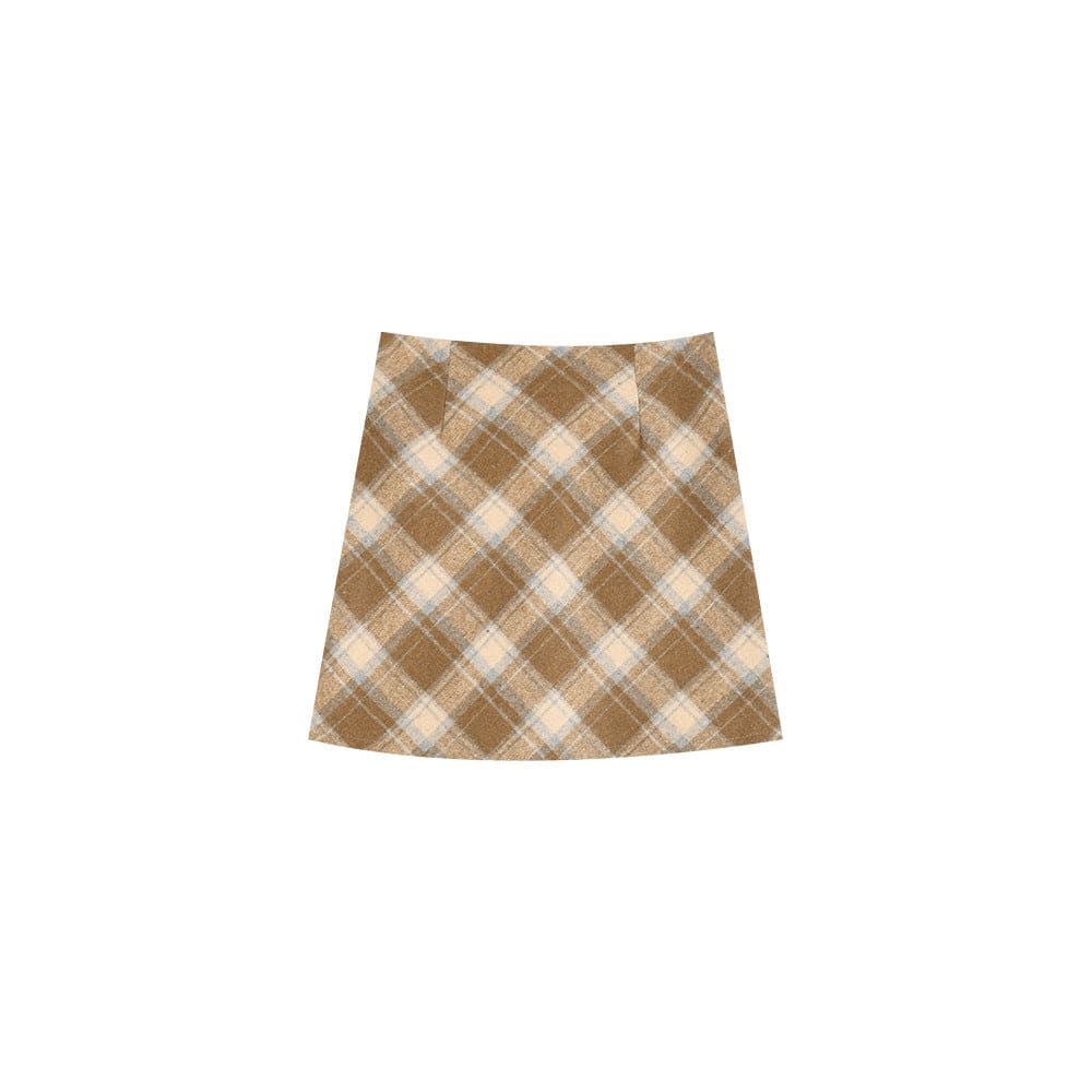 Plaid Wool Blend Skirt - Sofia Romano