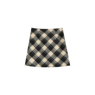 Plaid Wool Blend Skirt - Sofia Romano