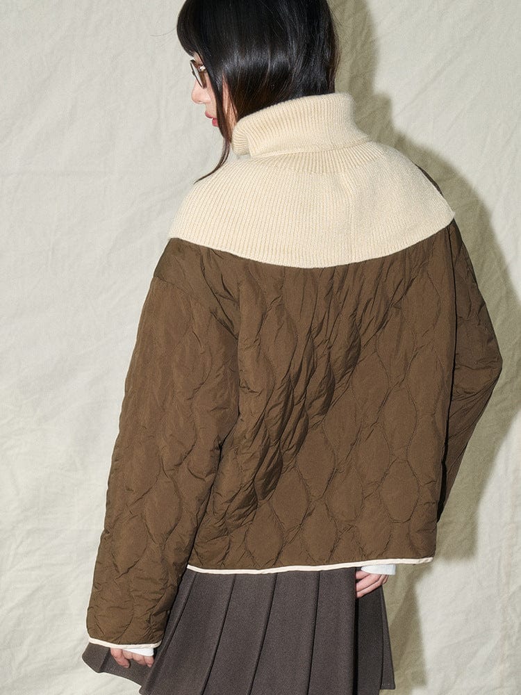 Quilted Jacket with Knit Collar - Sofia Romano