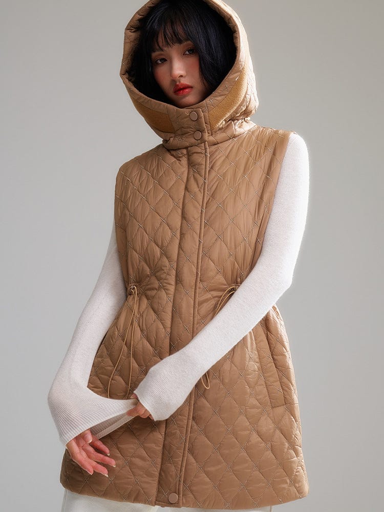 Quilted Sleeveless Hooded Vest - Sofia Romano