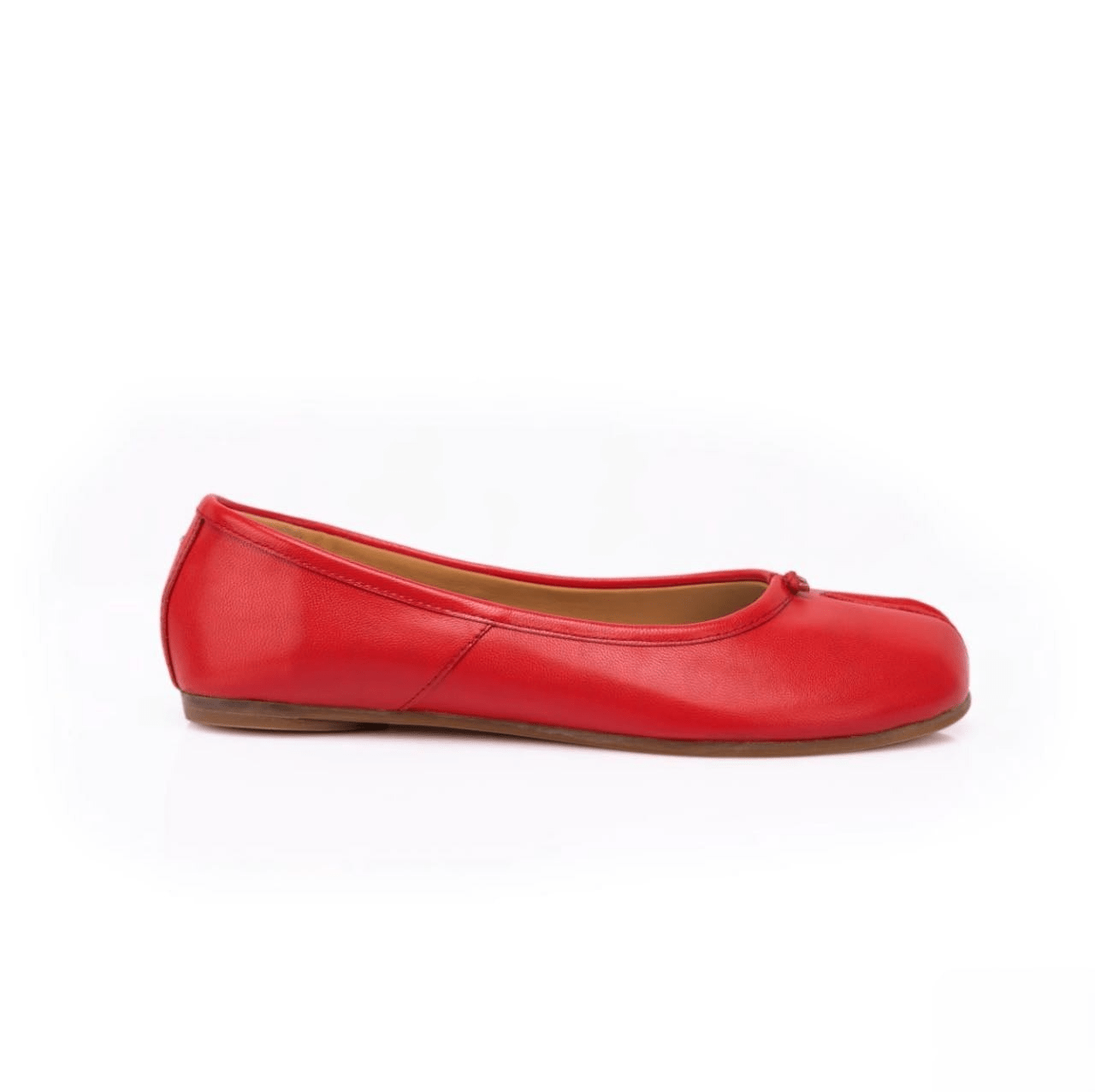 Red Leather Split - Toe Tabi Ballerinas - Sofia Romano