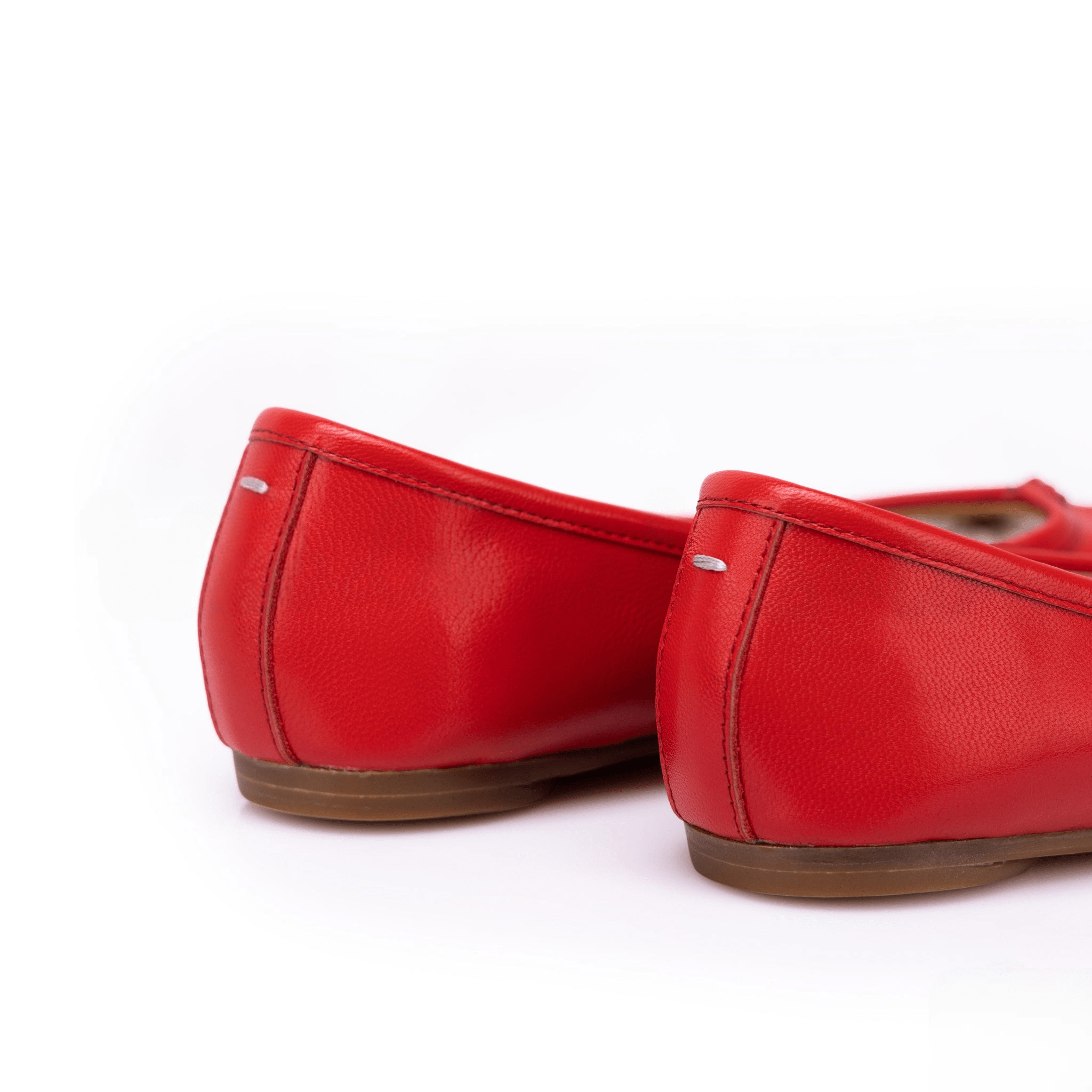 Red Leather Split - Toe Tabi Ballerinas - Sofia Romano