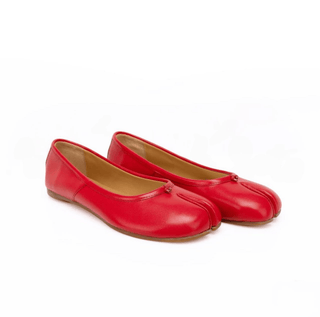 Red Leather Split - Toe Tabi Ballerinas - Sofia Romano