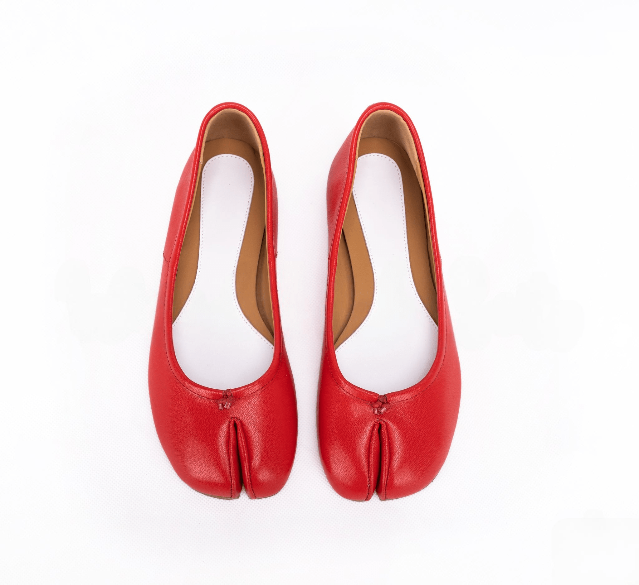 Red Leather Split - Toe Tabi Ballerinas - Sofia Romano