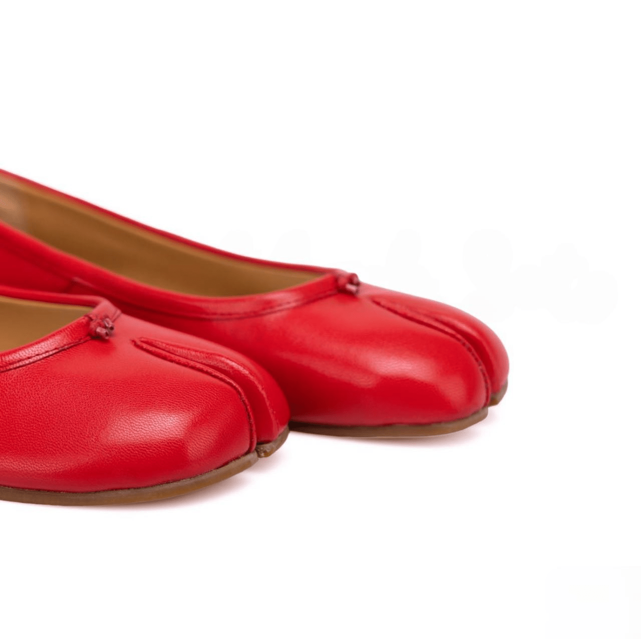 Red Leather Split - Toe Tabi Ballerinas - Sofia Romano