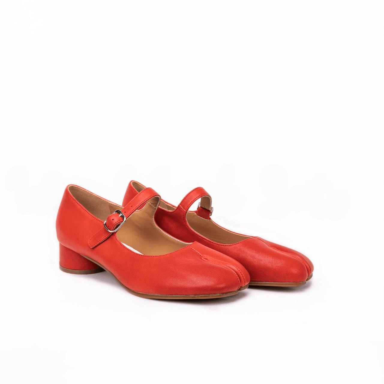 Red Tabi Split - Toe Mary Jane Pumps - Sofia Romano