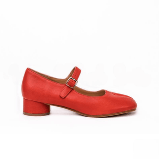 Red Tabi Split - Toe Mary Jane Pumps - Sofia Romano