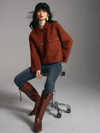 Rust Wool Jacket - Sofia Romano