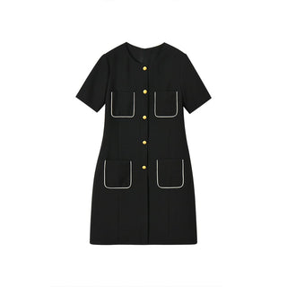 Short Sleeve Contrast Trim Dress - Sofia Romano