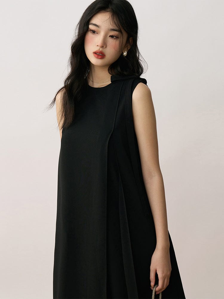 Sleeveless Black H - Line Dress - Sofia Romano