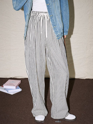 Striped Elastic Waist Pants - Sofia Romano